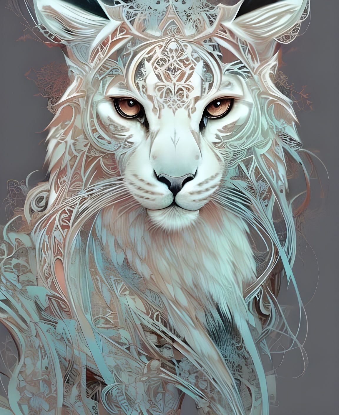 Ghostly Feline Beast Portrait in Digital Painting Style