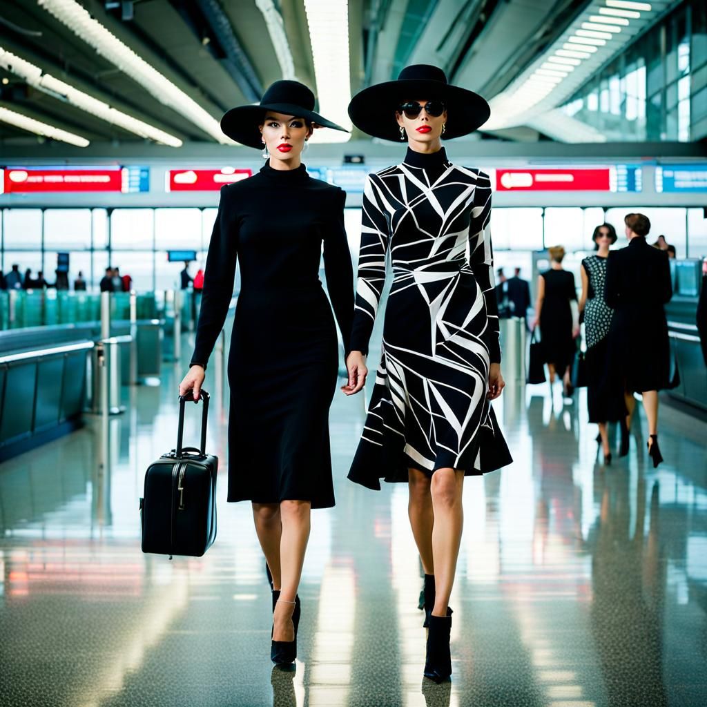 Transgender Women in Abstract Dresses at Airport