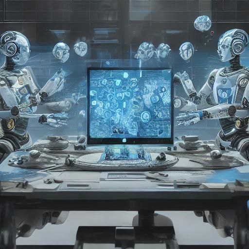 Humans vs AI Work Efficiency: Hyperrealistic Split Image