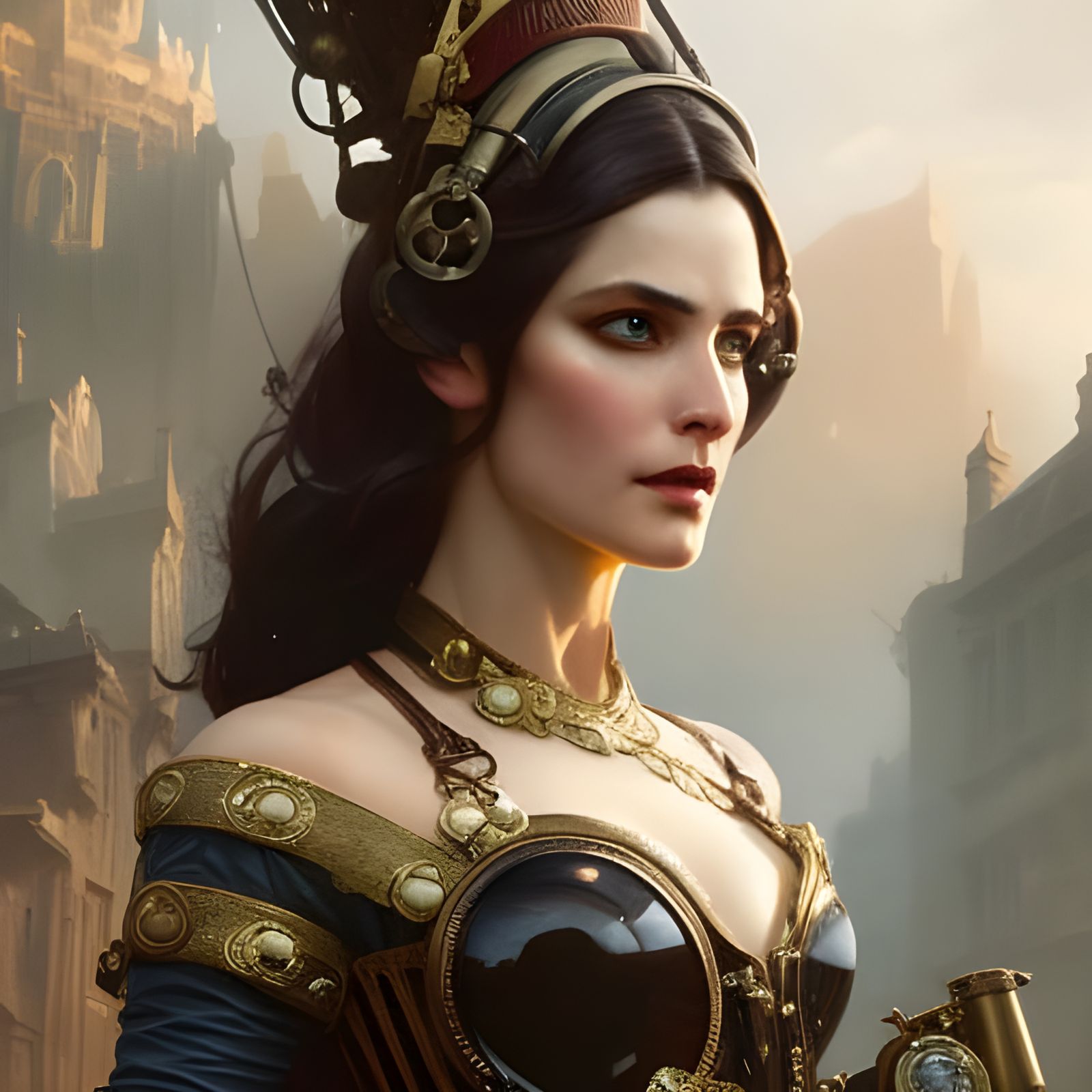 Steampunk Captain in Detailed Interior, Dramatic Lighting