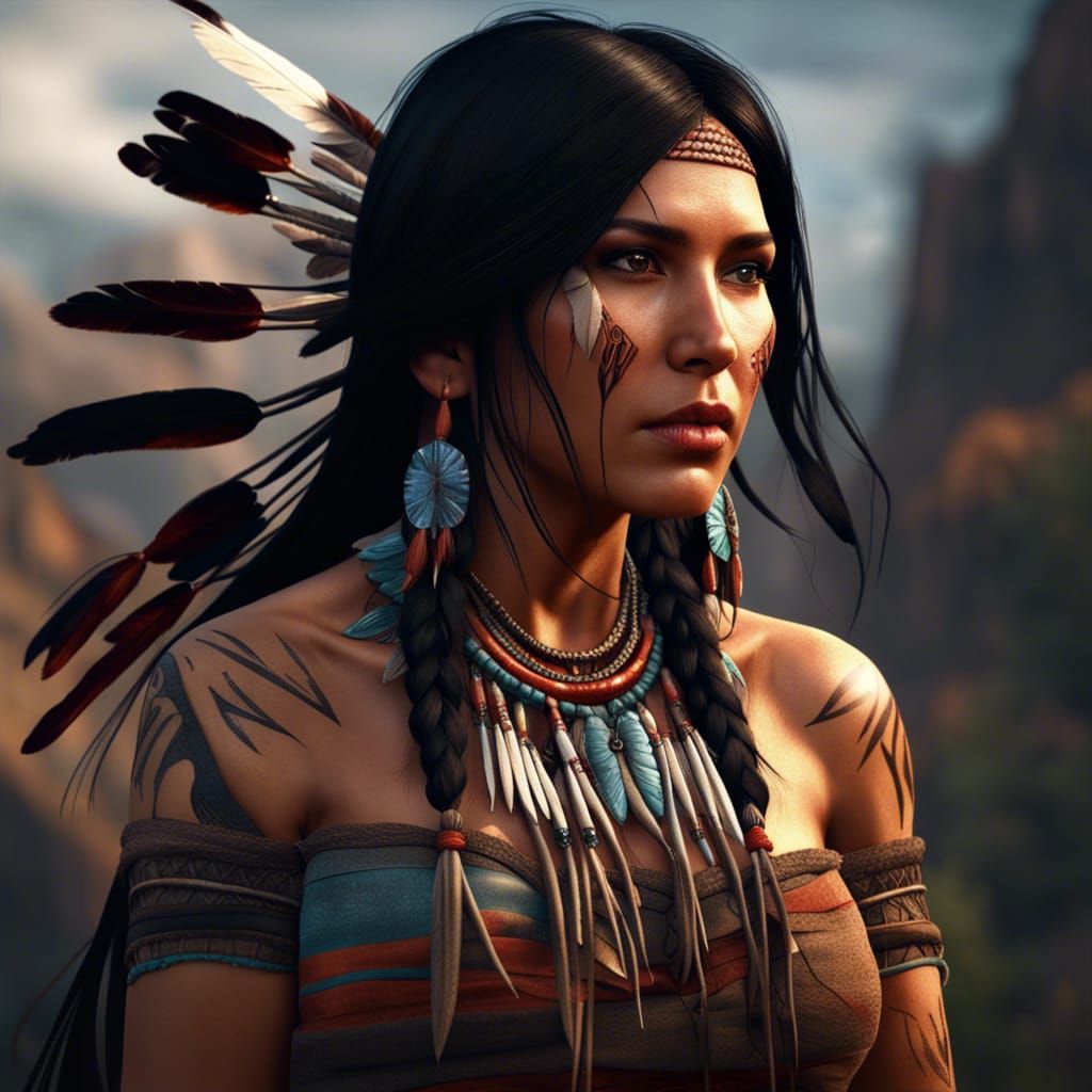 Native American Woman: Detailed Fantasy Portrait