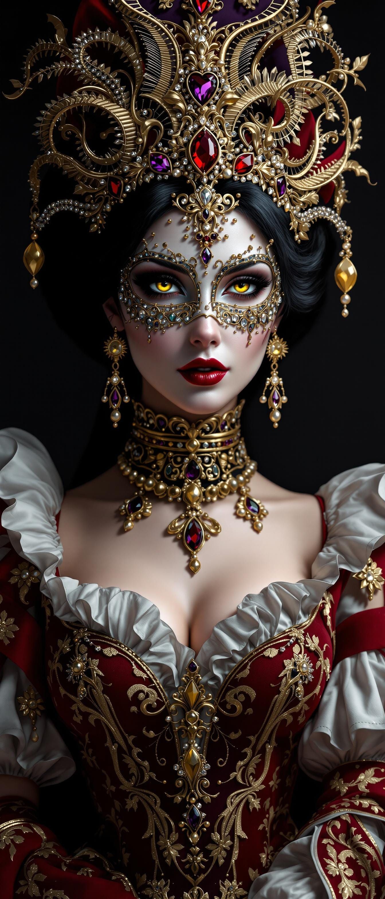 Timeless Queen of Hearts in Lavish Victorian Attire