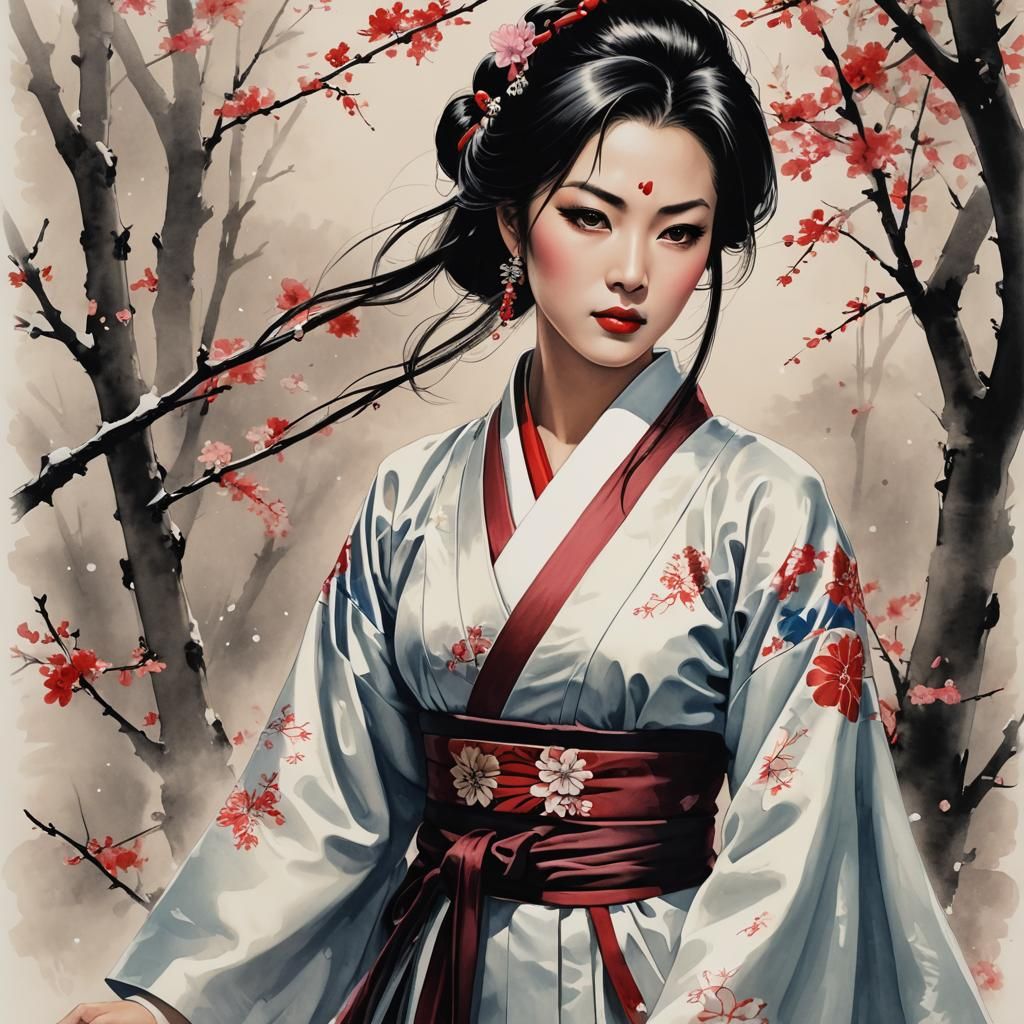 Meiko Kaji as Lady Snowblood Comic Art