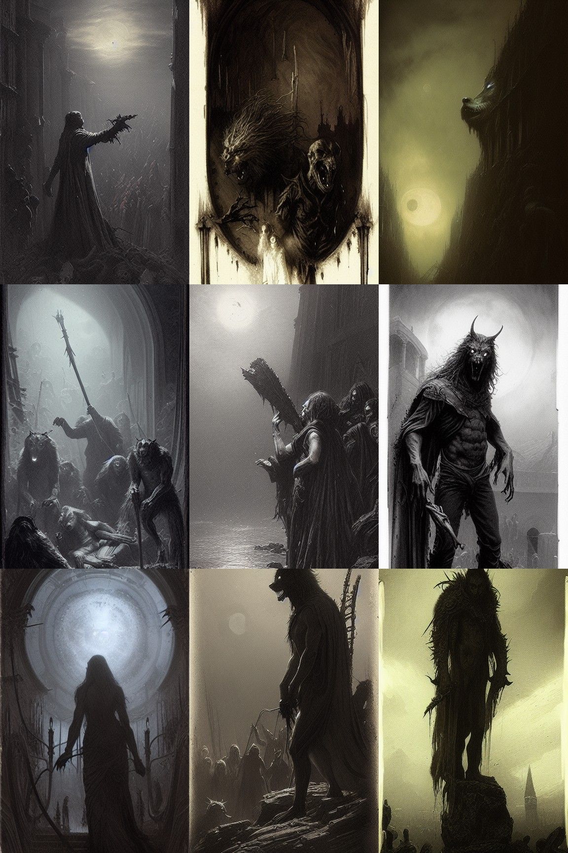 Werewolves vs Vampires in Horror Illustration