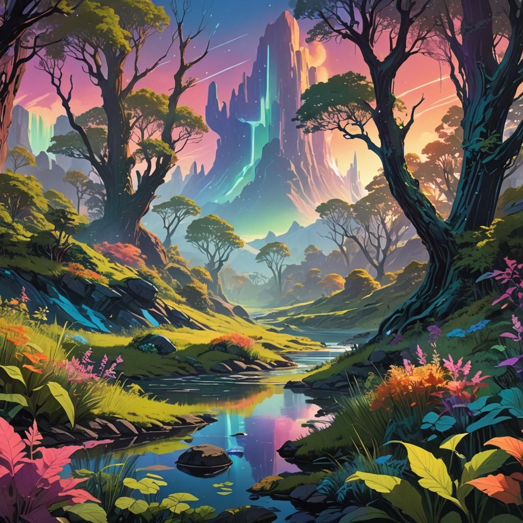 Oligocene Era Landscape Rejuvenation: Fantasy Concept Art