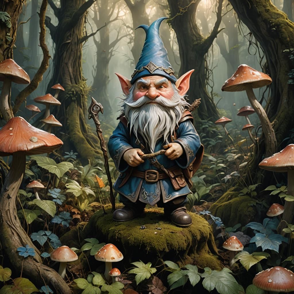 Furious Gnome Guardian in Whimsical Forest
