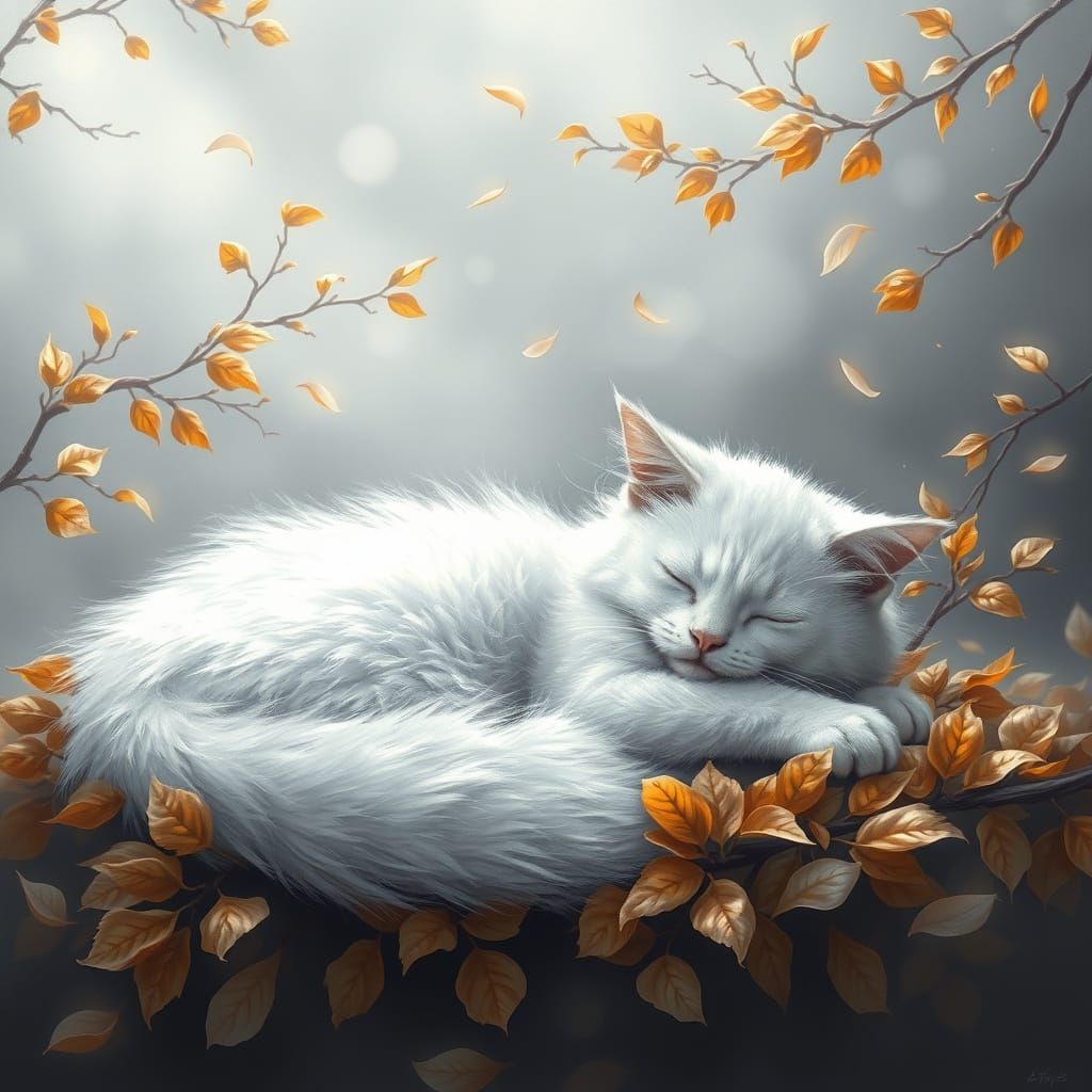 Cat on autumn leaves 5