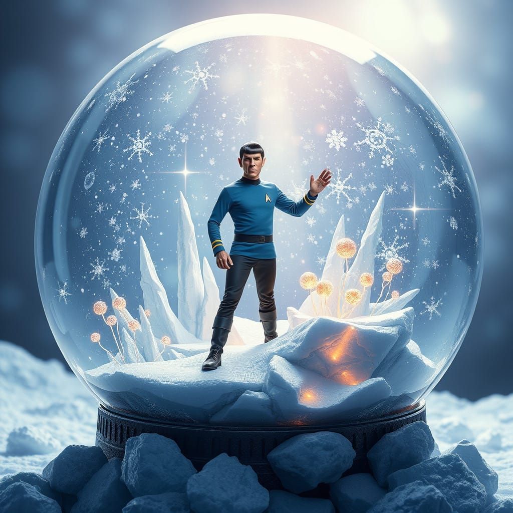 Spock in a Futuristic Snow Globe, Starfleet Iconic Style