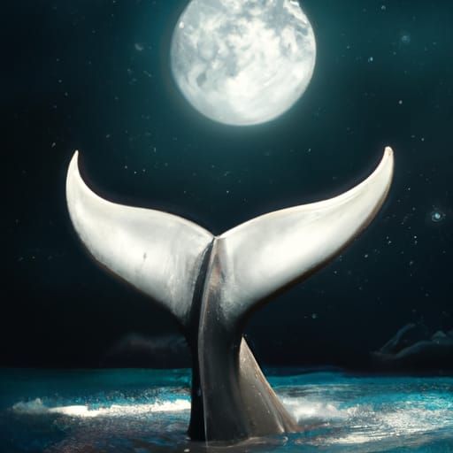 Whale Tail at Night: Epic Digital Painting