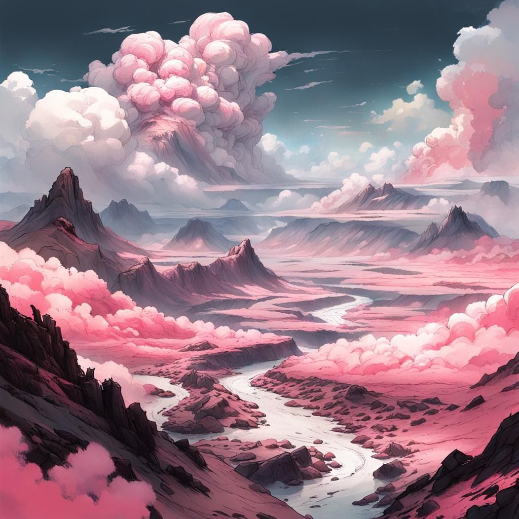 Dreamlike Landscape with Candy Rivers, Fantasy Art