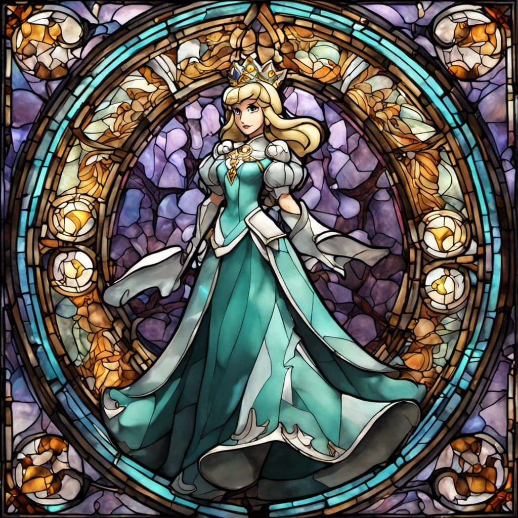 Stained Glass Princess Rosalina in Dark Fantasy Style