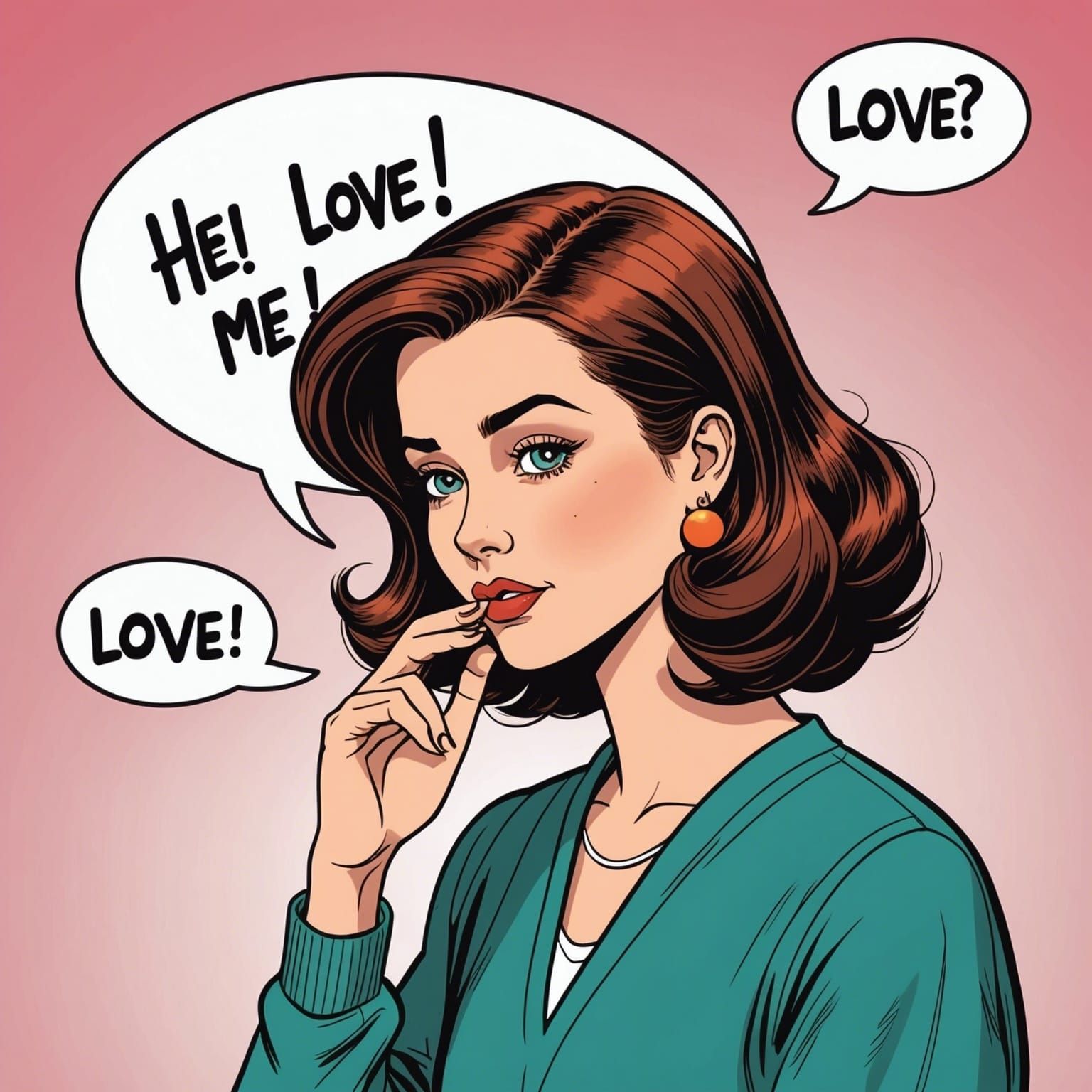 Woman in Love with Comic Chat Bubble