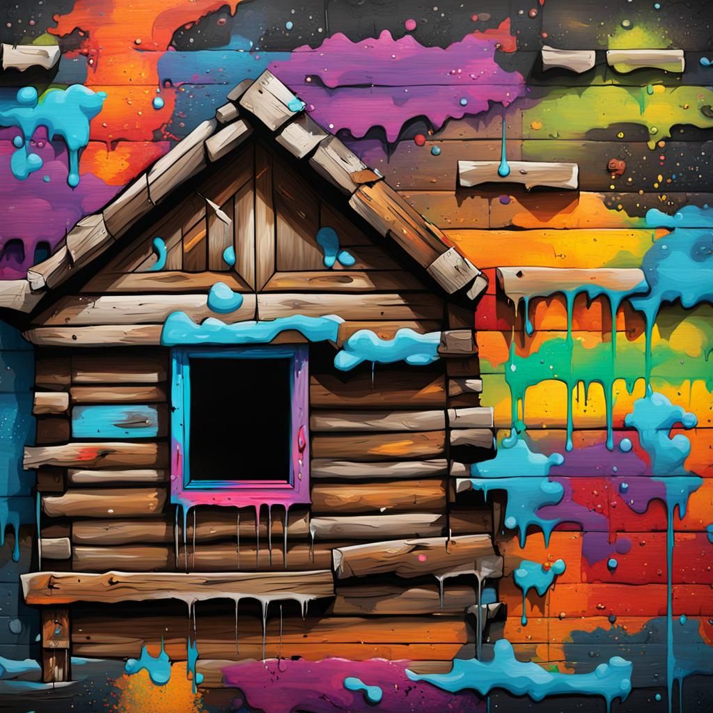 Log cabin  exterior wall up close