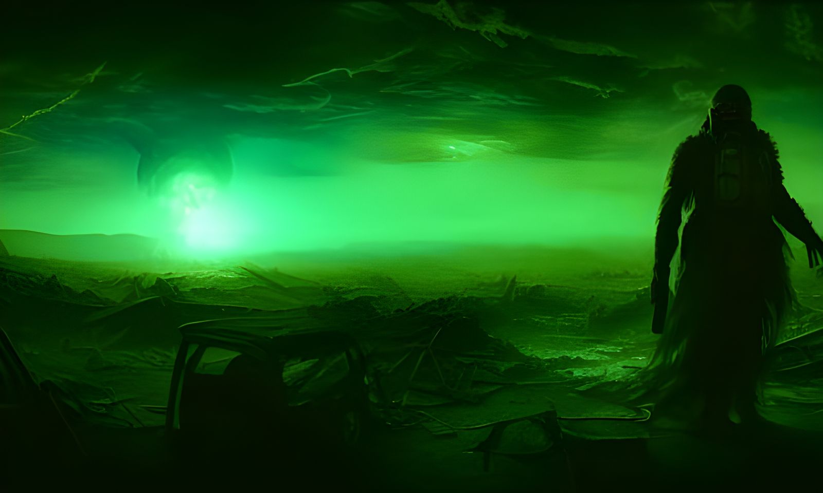 Post-Apocalyptic Nuclear Wasteland in Digital Art Style