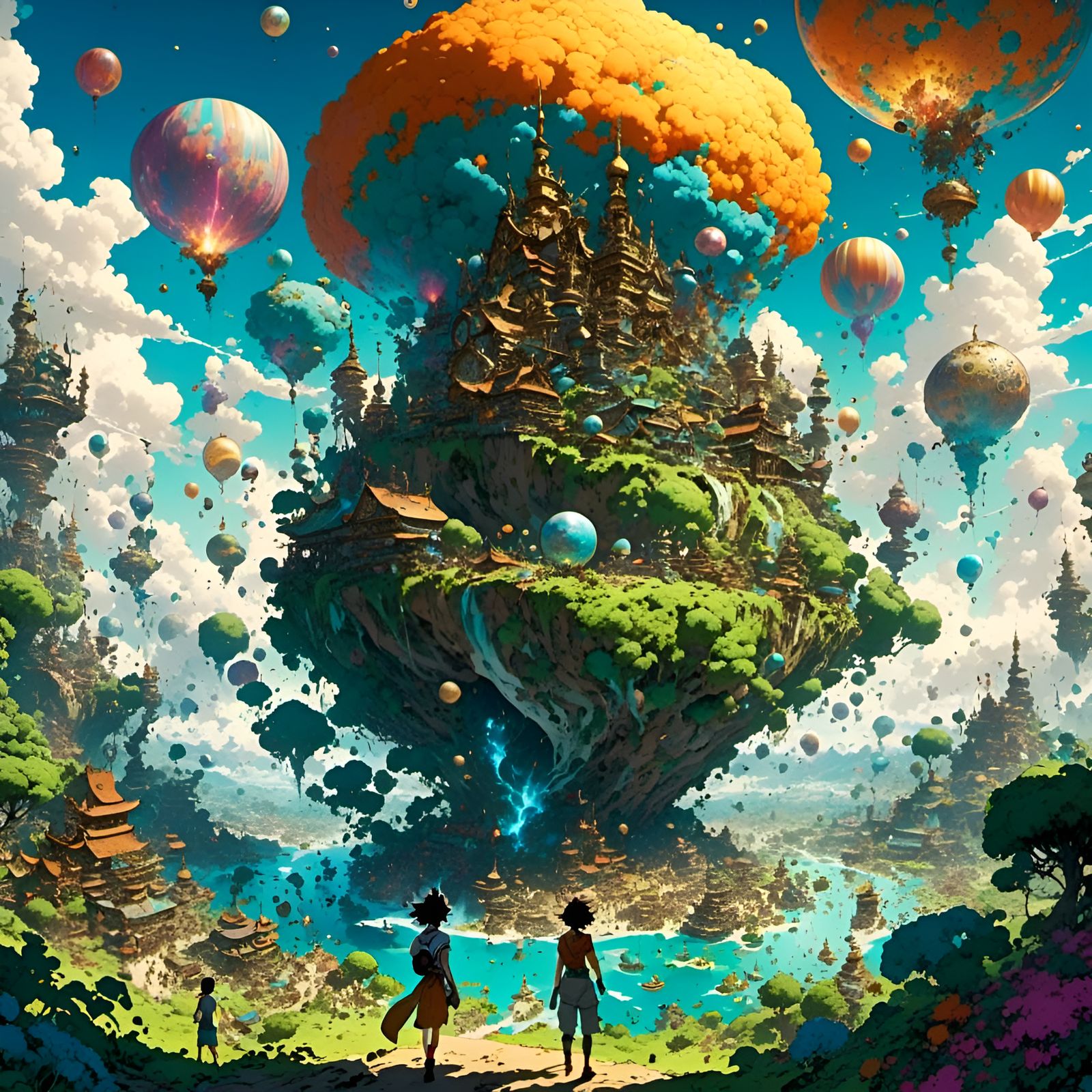 Anime World Key Visual in Studio Ghibli Style