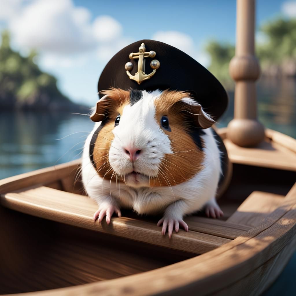 Guinea Pig Captain on a Boat