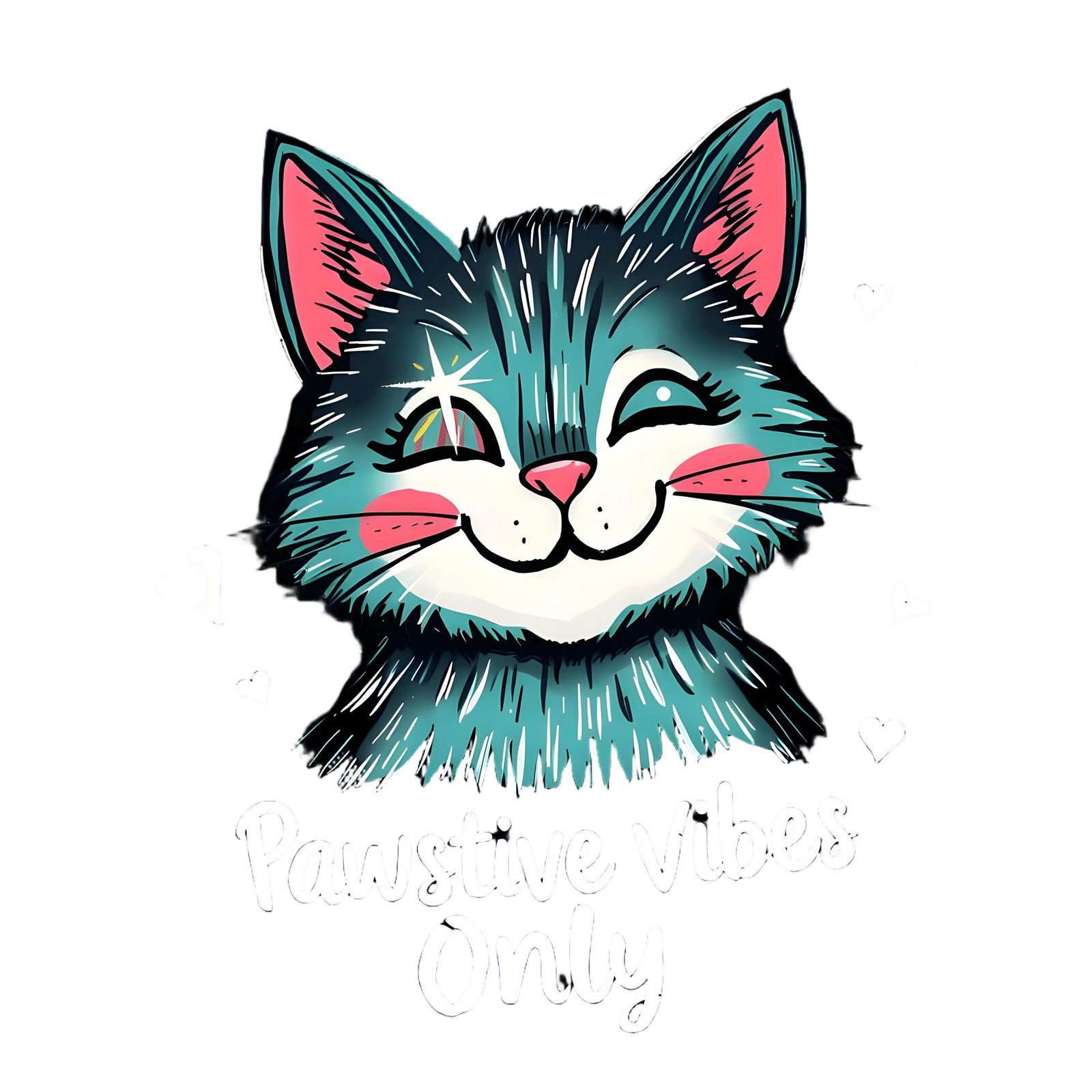 Playful Doodle Cat T-Shirt Design with Pawsitive Vibes