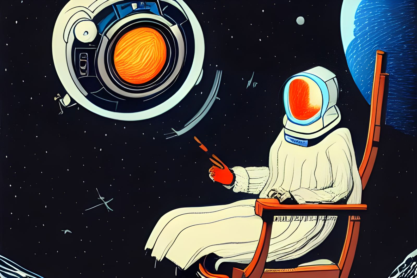 Whistler's Mother in Space: Surreal Sci-Fi Poster Art
