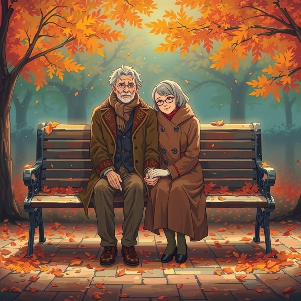Autumn Couple in Impressionistic Golden Hour