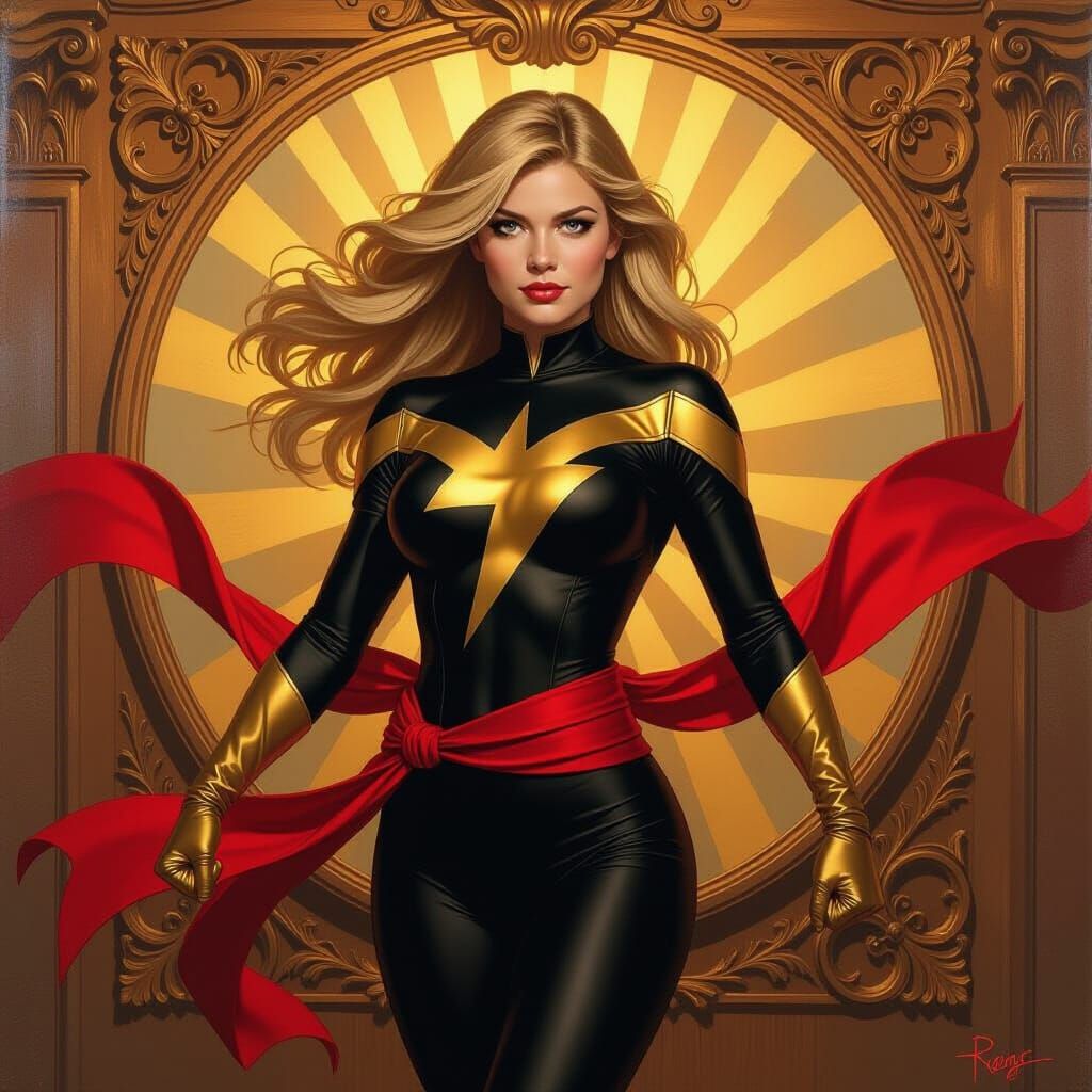 Ms. Marvel: Baroque Oil Painting with Golden Light