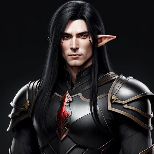 Elven Warrior with Black Hair and Scar