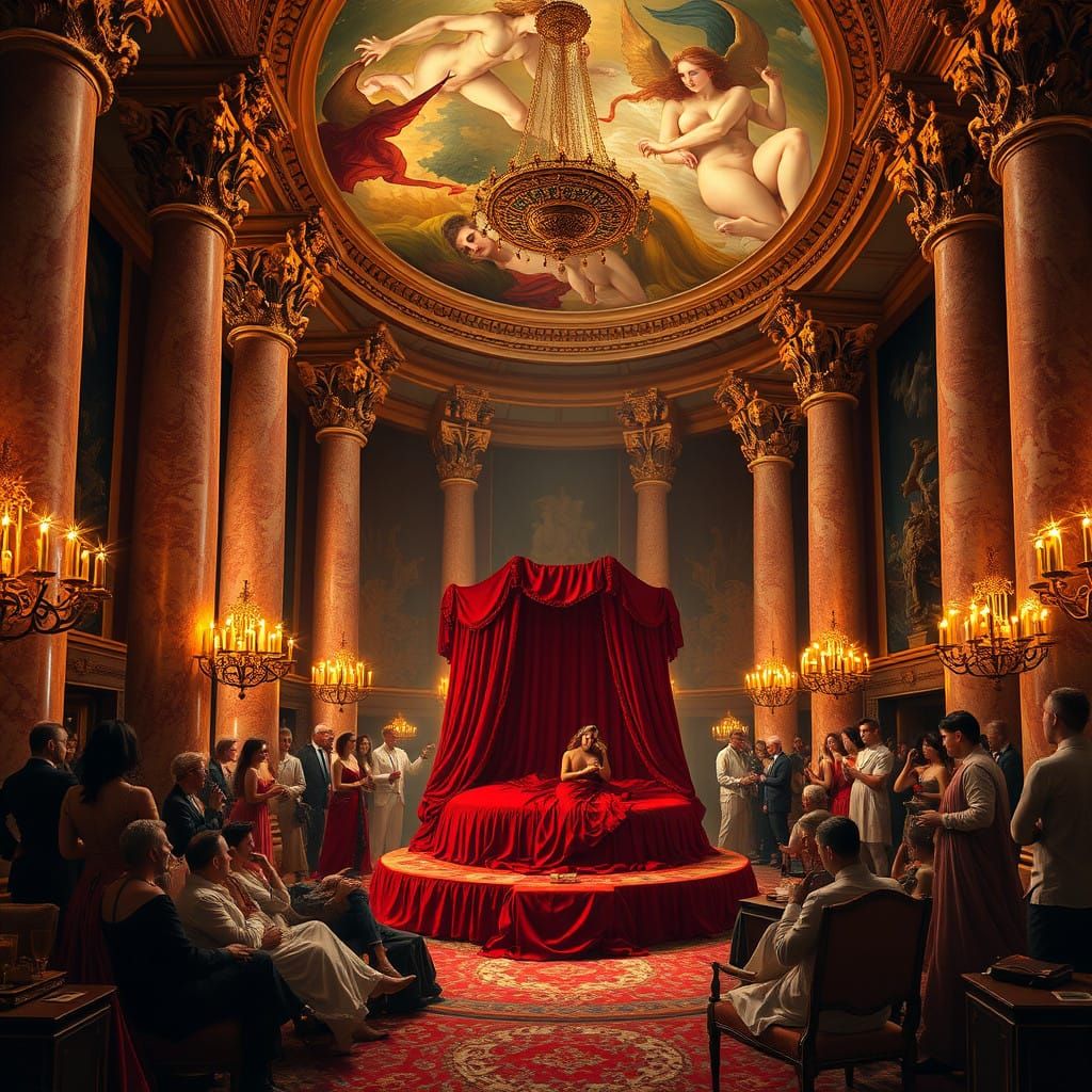 Baroque Ruby Spire Assembly in Warm, Sensual Ambiance