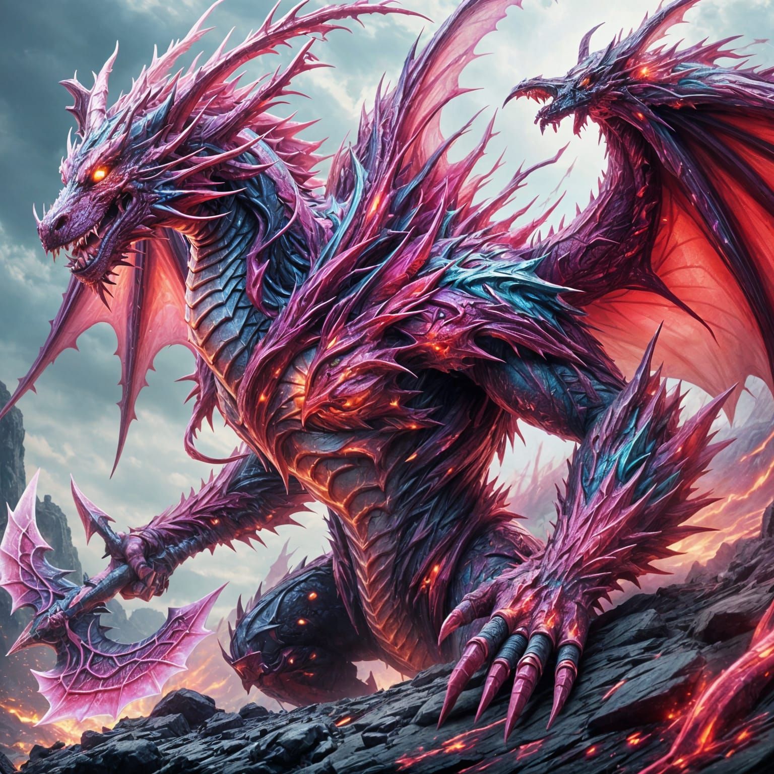 Pink Dragon Warrioress Ready for Battle