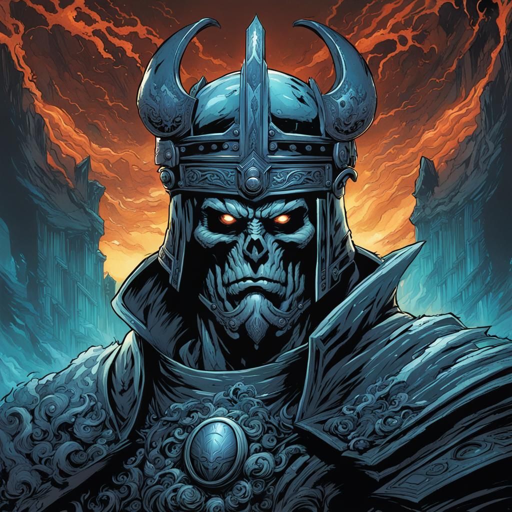 Hades Lord of Underworld Portrait in Comic Book Art