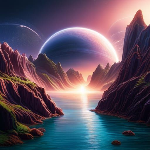 Elaborate Universe Landscape in Detailed Matte Painting