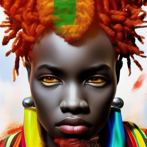 Detailed African Man Portrait with Flag Colors