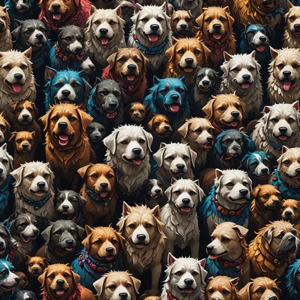 Fantastical Multi-Headed Dog in Detailed Matte Painting