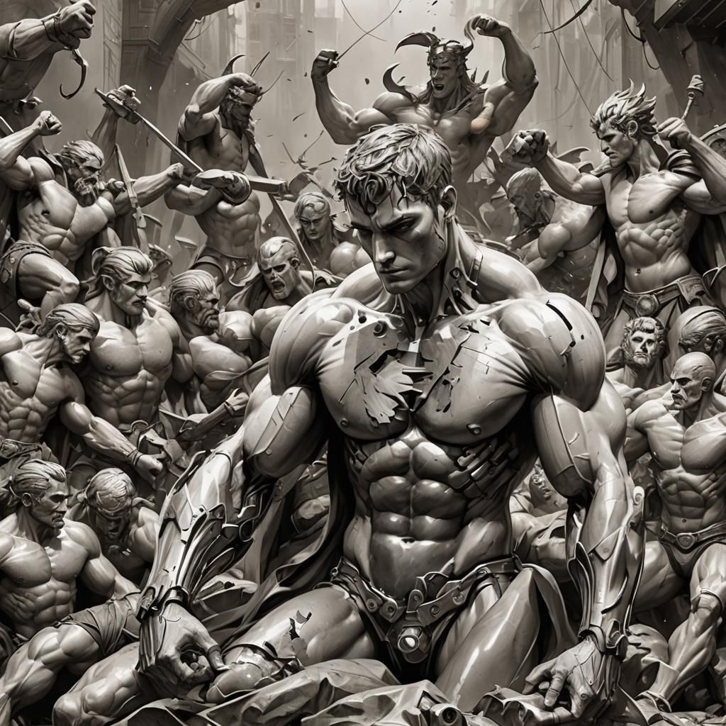 Dramatic Battle Scene in Hyperrealistic Splash Art Style