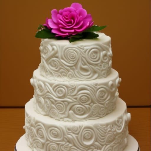 Three-Tier Wedding Cake with Rose Petals