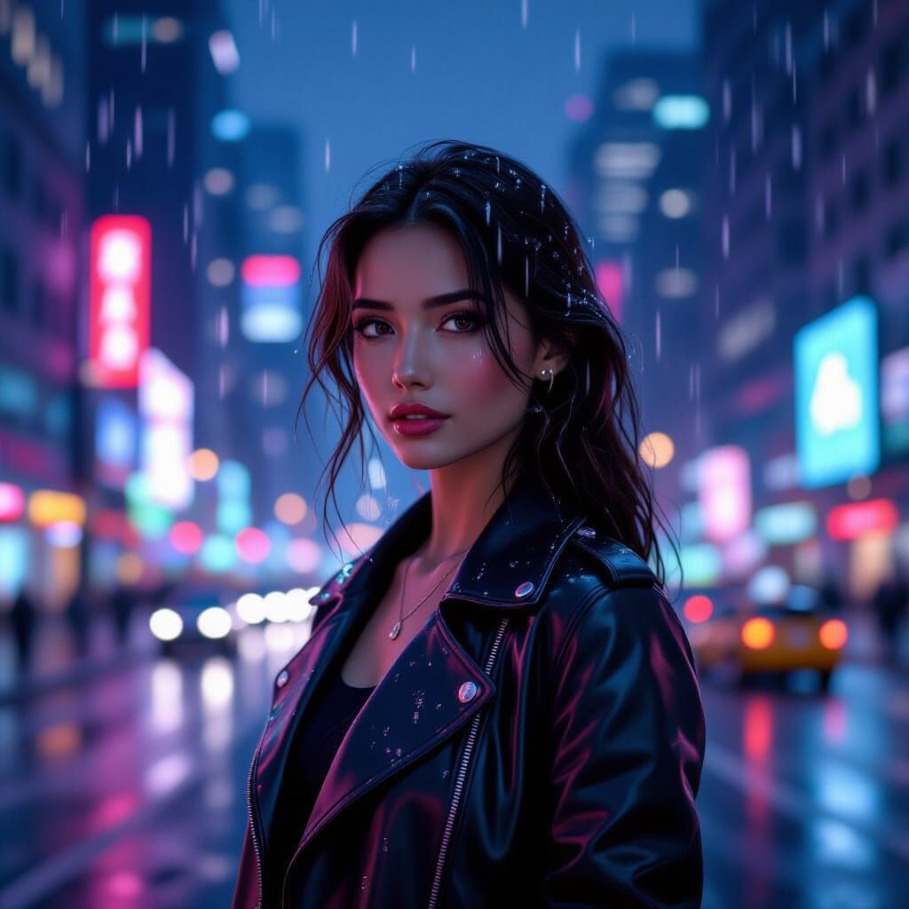 Rain-Kissed Woman in New York: Airbrush Dadaism