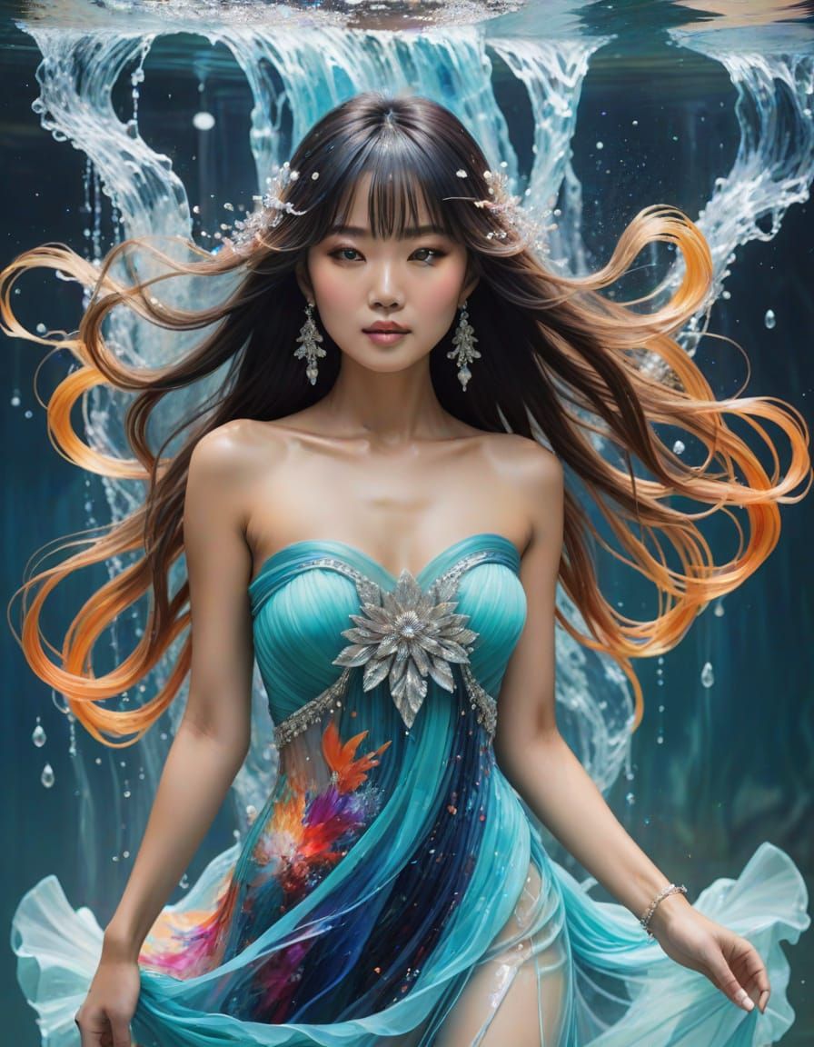 Abstract Water Woman with Flowing Hair