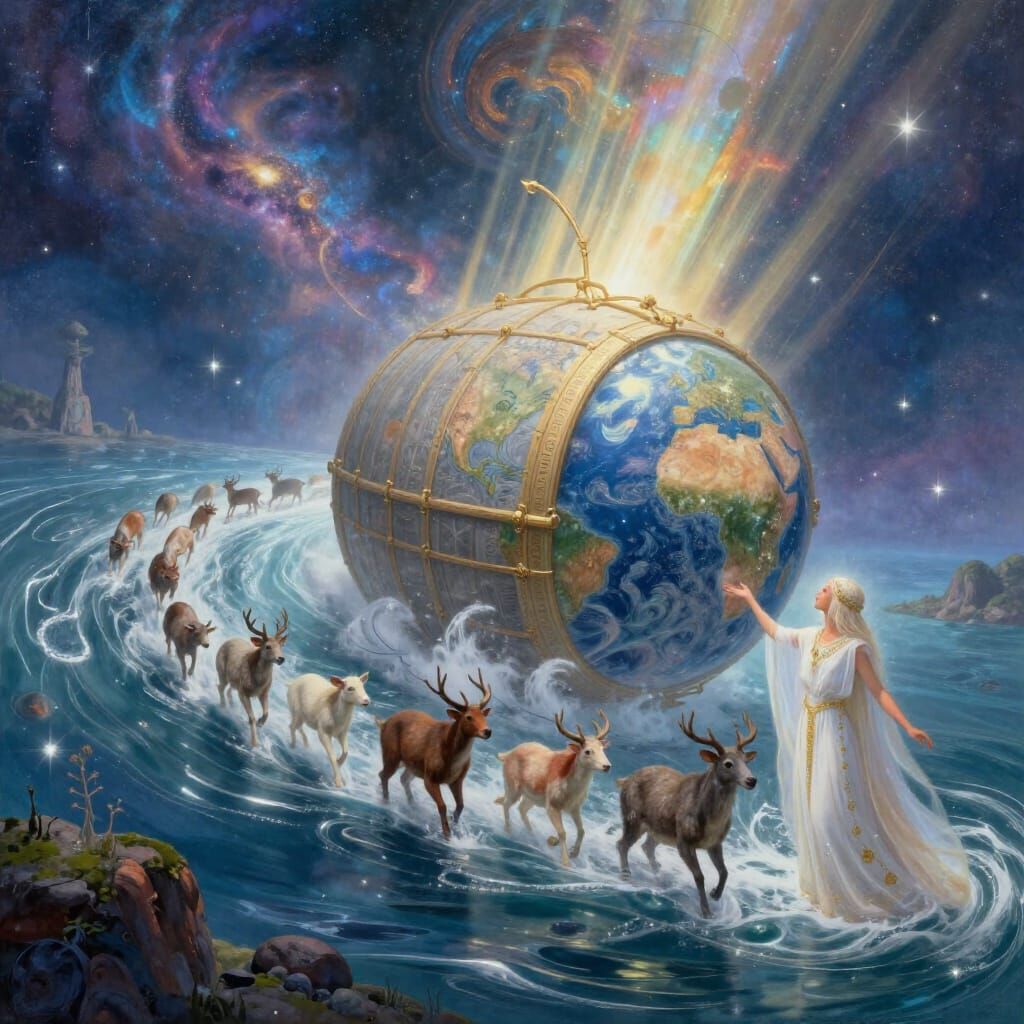 Cosmic Ark Saves Earth's Creatures with Ethereal Light