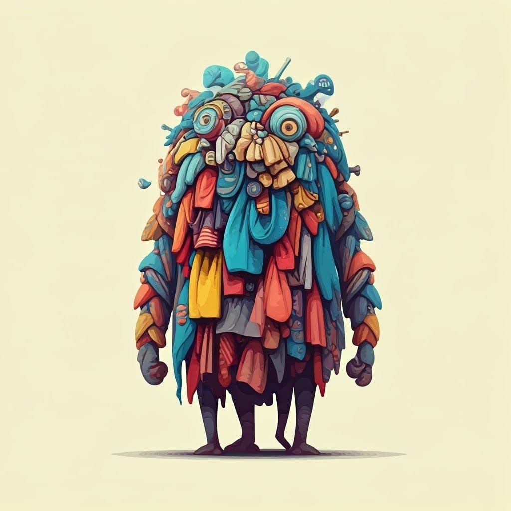 Laundry Monster in Abstract Vector Fractal Style