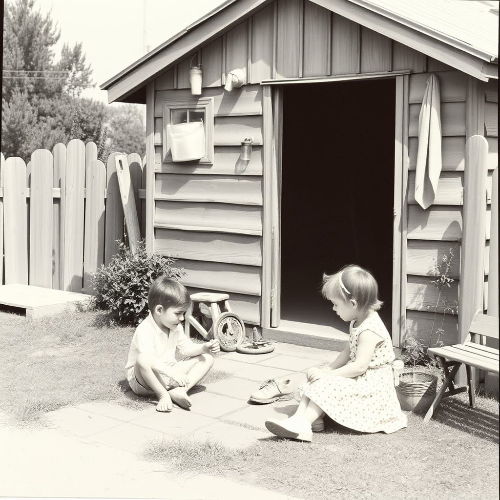 Whimsical Nostalgic Landscape in Watercolor Style