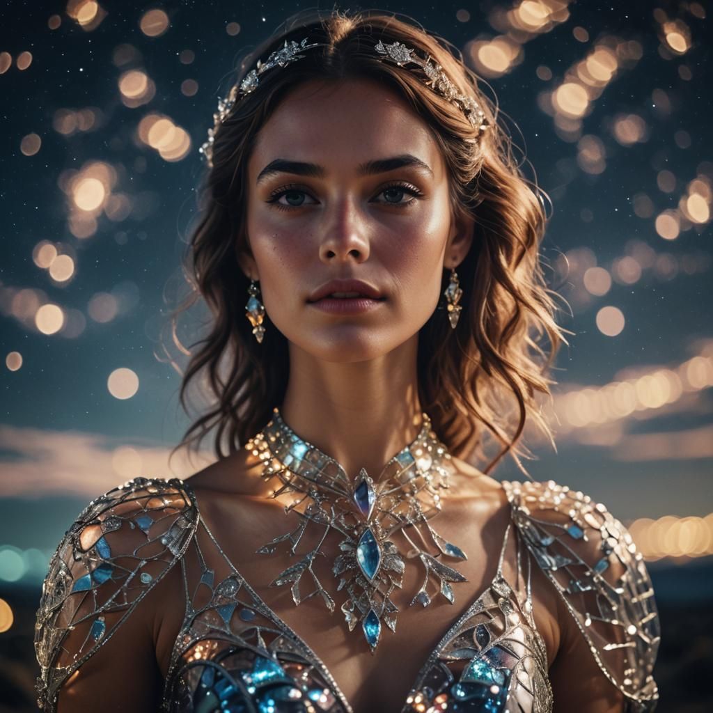 Woman in Glass Dress: Cinematic Film Portrait