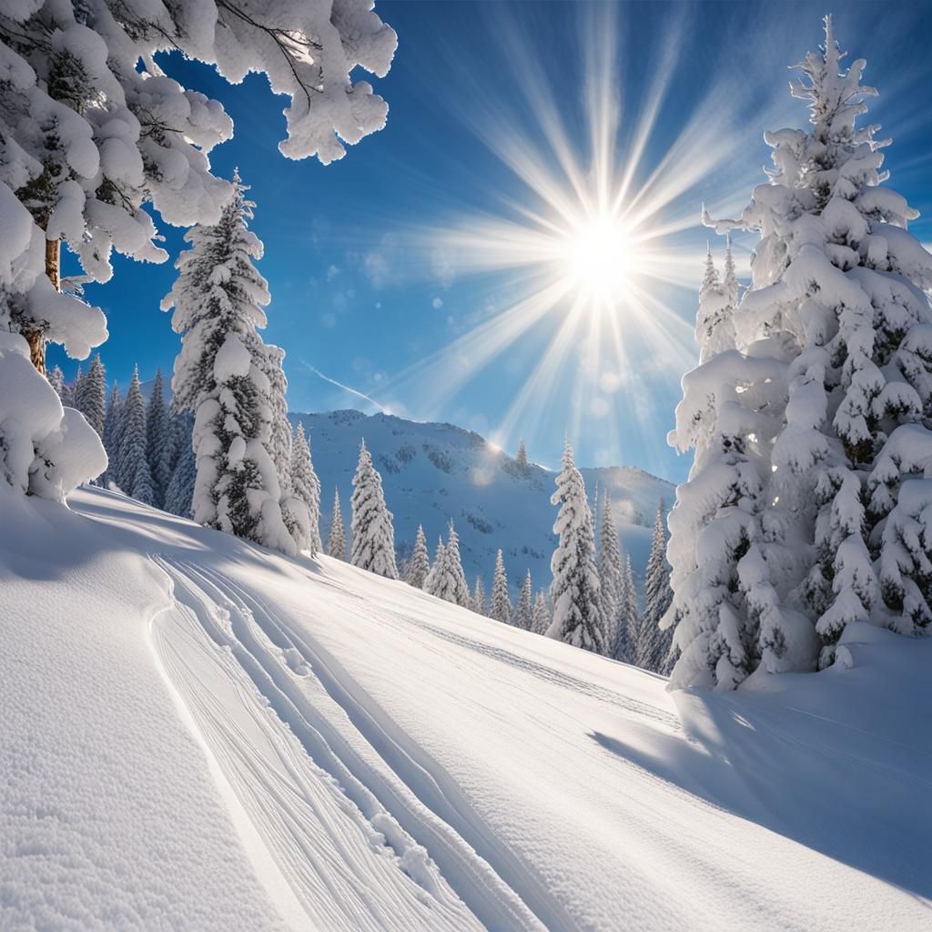 Divine Sunlight on Ski Scene in Soft Focus