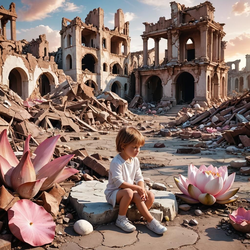 post-apocalypse in Atlantis, sad child