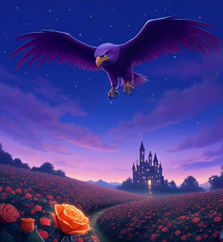 Giant Purple Eagle at Twilight Castle