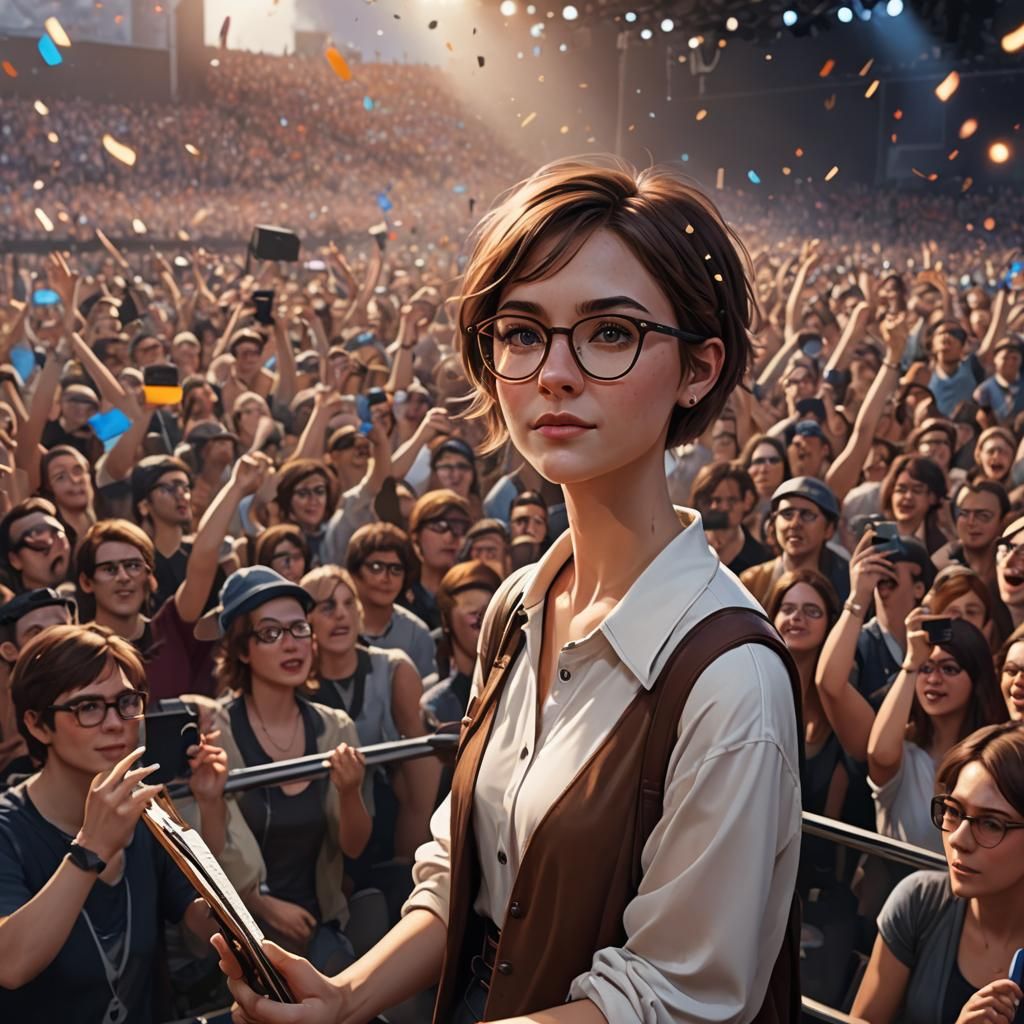 Girl with Glasses at Concert: Fantasy Concept Art