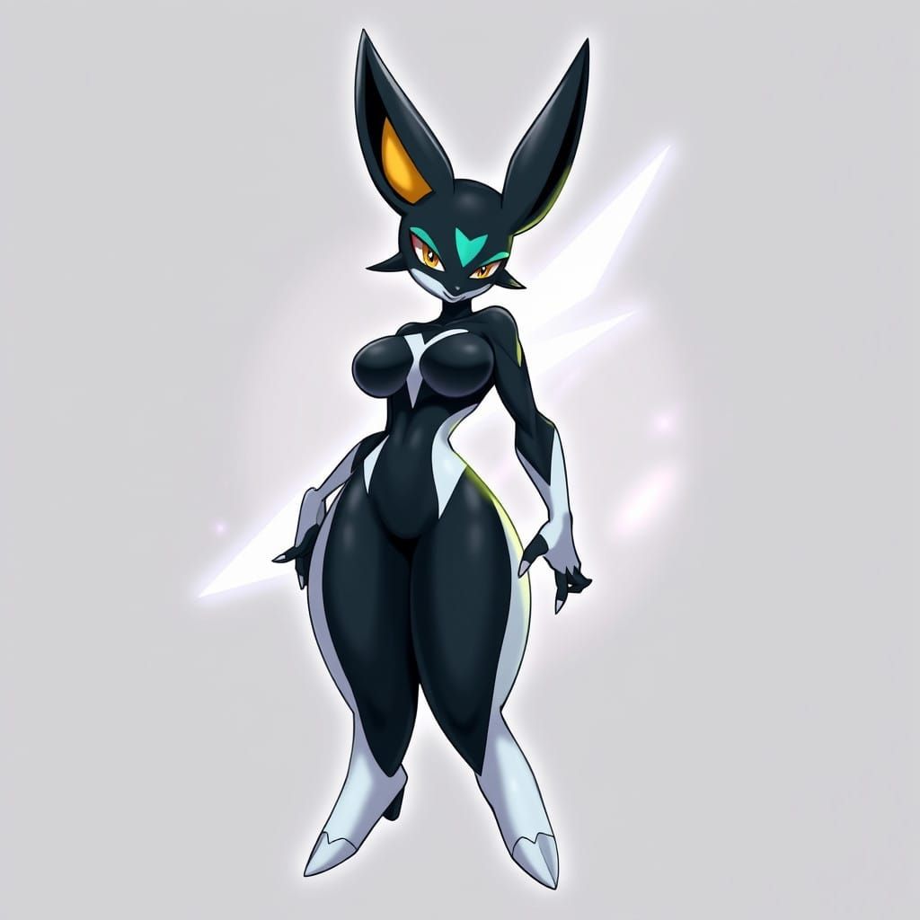 Voluptuous Lucario Pokémon in Dynamic Comic Book Art Style