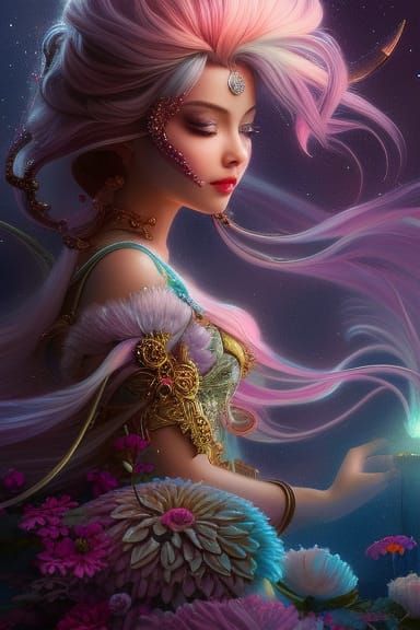 Candypunk Cupcake Portrait in Hyperdetailed Digital Art