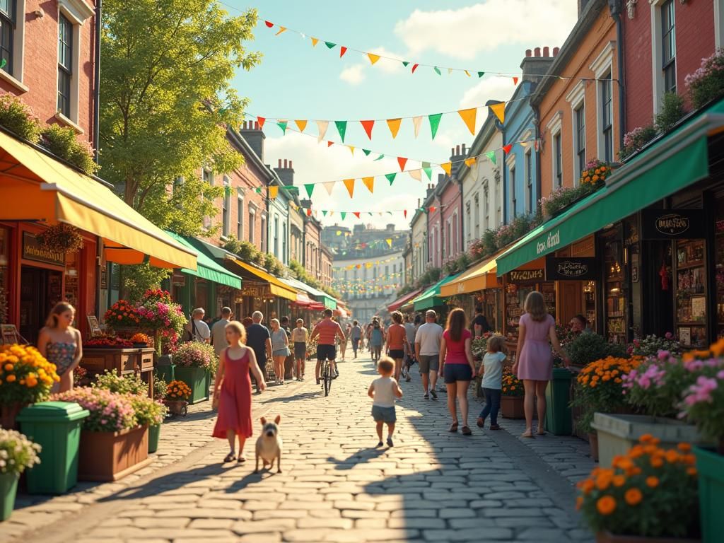 Vibrant Dublin Marketplace Art, Fantasy Concept