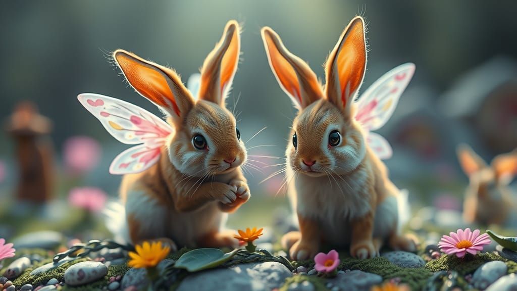 Whimsical Fantasy Creatures in Vibrant Matte Painting