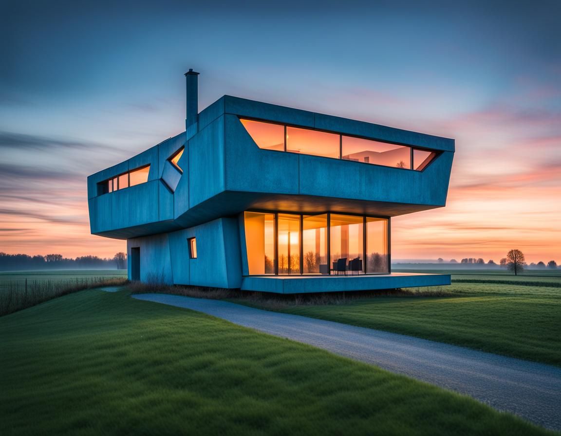 Futuristic Belgian Architecture at Blue Hour