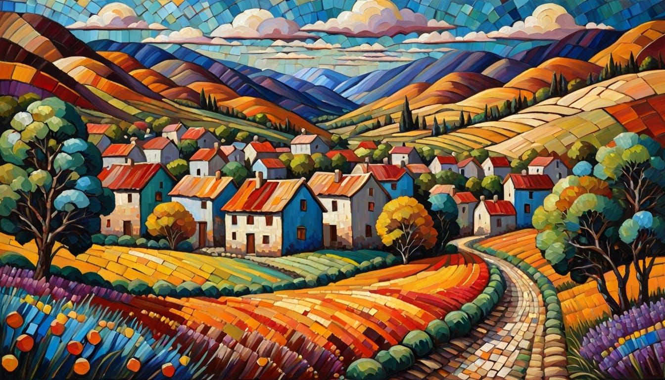 Colorful Beads in Neo-Impressionist Oil Painting