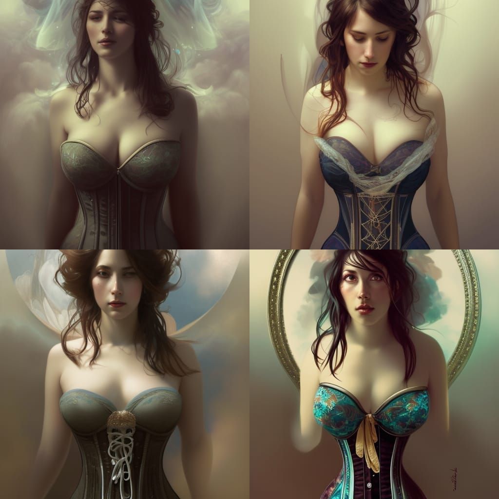 Ethereal Woman in Corset: Fantasy Portrait